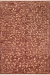 handmade Transitional Kafkaz Brown Tan Hand Knotted RECTANGLE WOOL&SILK area rug 6 x 9